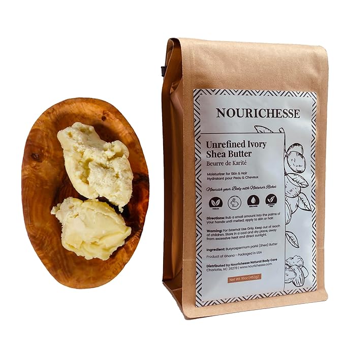 Unrefined Ivory Shea Butter - 1LB (16oz) Block, 100% Pure Raw Shea Butter