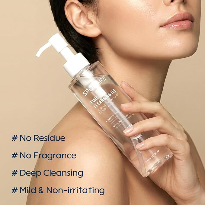 SPODARE Pure Cleansing Oil, Natural Oil Cleanser for Face, 6.76 fl oz Makeup Blackhead Remover, Facial Cleansing Oil for All Skin Types - 200ml