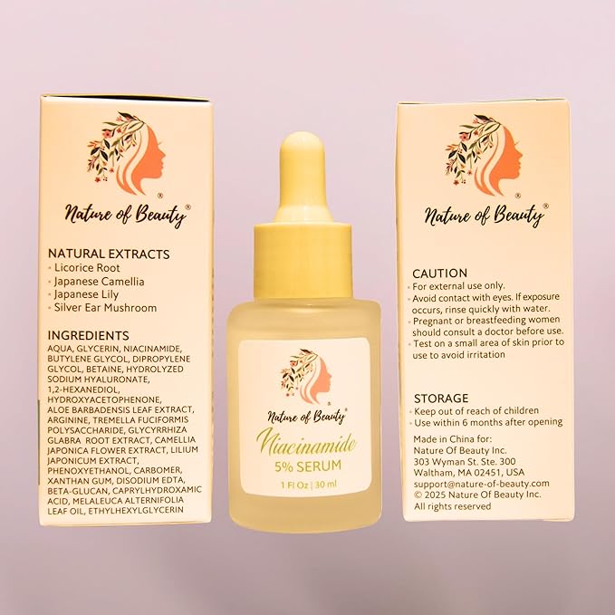Niacinamide Serum 5% – Niacinamide Face Serum With Hyaluronic Acid, Natural Extracts – Oil Control, Pore Minimizer, Calms, Evens Skin Tone, Moisturizes, Anti-Wrinkle – 1 Oz