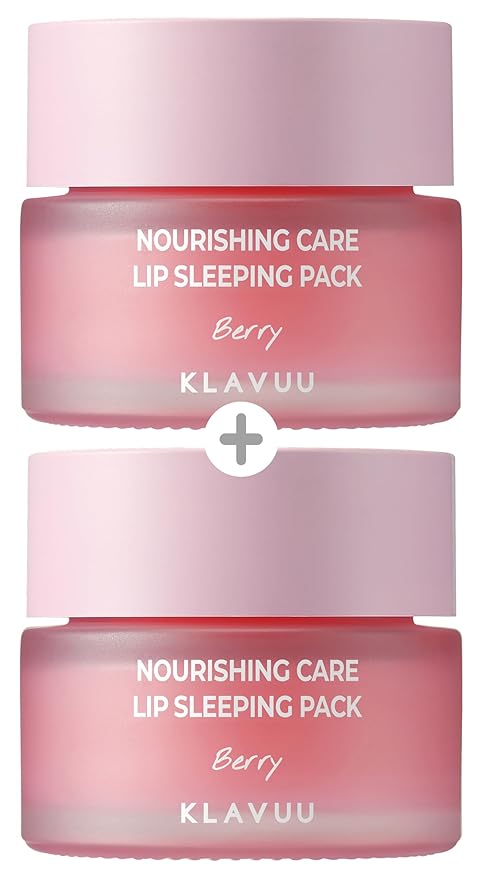 Klavuu Lip Mask Sleeping Pack (2PCS) – Overnight Deep Hydrating Korean Lip Balm Treatment for Very Dry, Chapped Lips | Lip Lightening & Plumping with Instant Hydration (Berry & Berry)