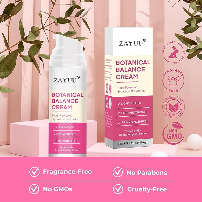 Mature Skin Botanical Balance Cream: Fragrance-Free Hydrating Face Moisturizer with Squalane, Niacinamide, Hyaluronic Acid & Peptide Complex — Lightweight, Fast-Absorbing, Non-Greasy — 4.23 oz