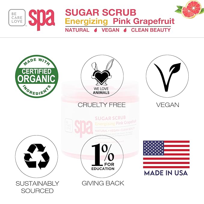 BCL Spa Energizing Pink Grapefruit Sugar Scrub – Professional Exfoliating Body Scrub for Smooth & Glowing Skin, Made in USA, 16 oz