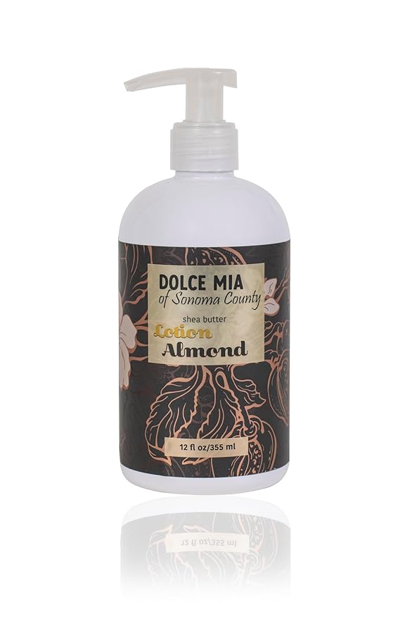 Dolce Mia | Shea Butter Lotion | Sweet Almond | Organic Botanicals | Hypoalergenic | Vegan and Cruelty Free | 12 oz