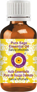 Deve Herbes Pure Sage Essential Oil (Salvia officinalis) Steam Distilled 15ml (0.50 oz)