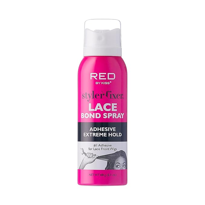 Red by Kiss Hair Glue Spray for Lace Front Wigs, 2oz, Extreme Hold, Water-Resistant, Sweat-Proof, Delicate Removal