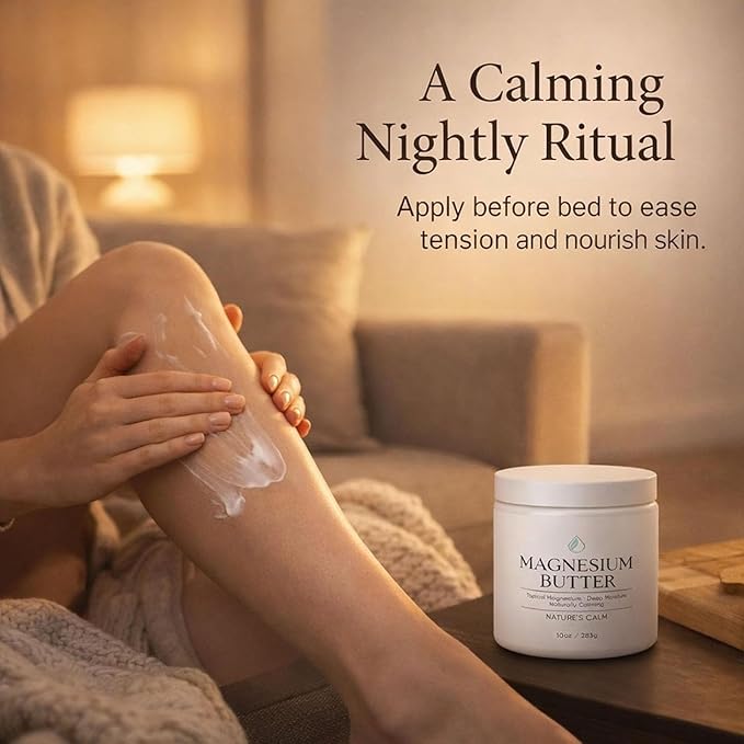 Magnesium Butter, Calming & Soothing Topical Magnesium lotion, with Shea, Mango & Cocoa Butter, Deep Moisture & Skin Comfort, Smooth & Non-Greasy Feel, 10 oz (1)