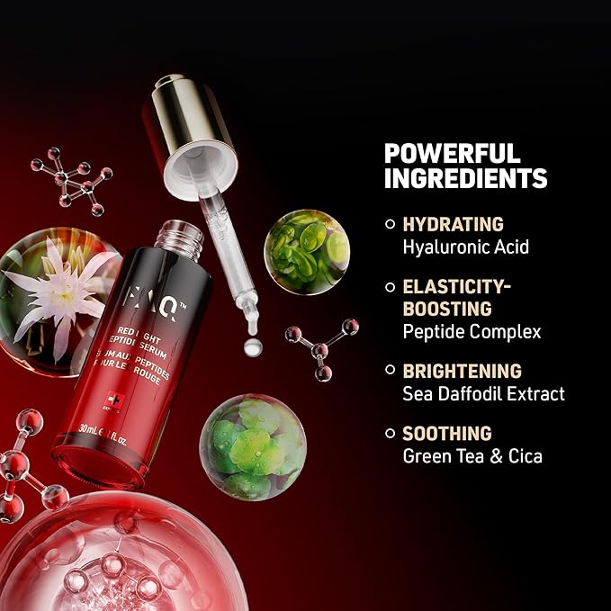FAQ Red Light Peptide Serum – Hyaluronic Acid & Peptide Face Serum for Women & Men, Hydrating Skin Care to Enhance LED Light Routines