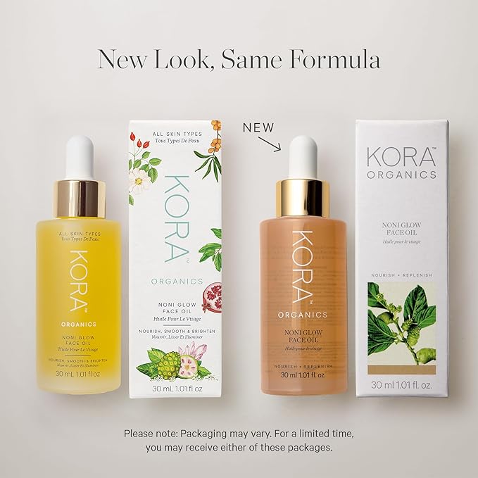 KORA Organics Noni Glow Hydrating Face Oil for All Skin Types, Lightweight Fast-Absorbing Facial Oil with Rosehip, Jojoba & Sea Buckthorn Oils for Smooth & Radiant Looking Skin, 1.01 fl oz