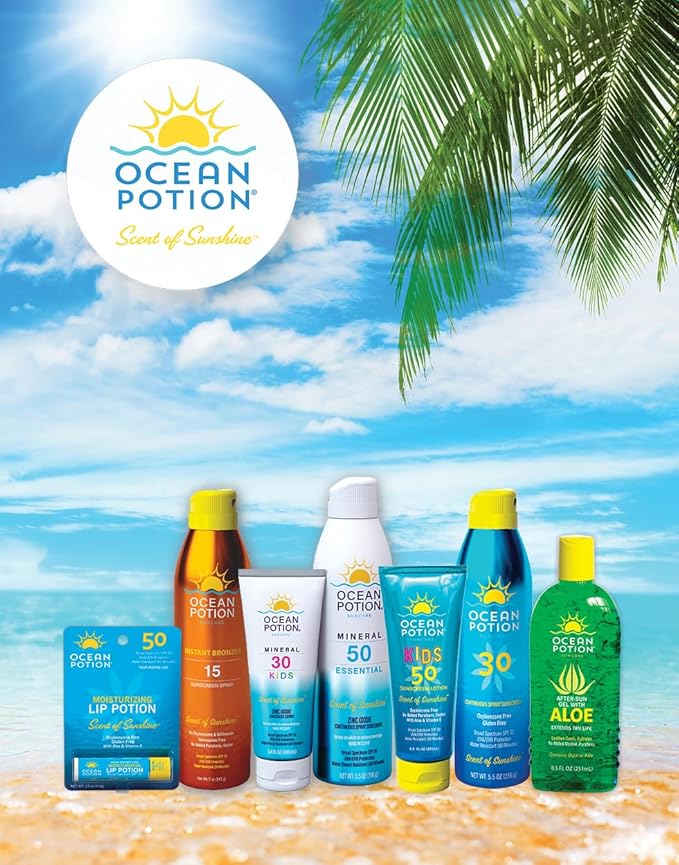 Ocean Potion Mineral Sunscreen Spray SPF 50 - Zinc Oxide Sunscreen Spray for Broad Spectrum UVA/UVB Protection - Lightweight, Water-Resistant Mineral Sunscreen Oxybenzone-Free - 5.5 oz