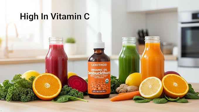 Organic Sea Buckthorn Oil | 4 FL OZ (120 ML) | CO2 Extract | Premium Omega 3-6-9 Complex | Skin Barrier Support | Promotes Cell Membrane | Dropper in Glass Bottle | Made In Germany