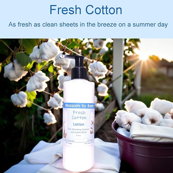 Fresh Cotton Lotion (8 Ounce) - Phthalate Free Fragrance - Absorbs Quickly with a Clean Cotton Scent
