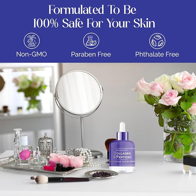 Bella Beauty Collagen & Peptides Facial Serum - Hydrates, Reduces Fine Lines & Wrinkles, Promotes Collagen - Dermatologist Tested, Korean Skin Care for All Skin Types - 1.69 Fl. Oz (2 Pack)