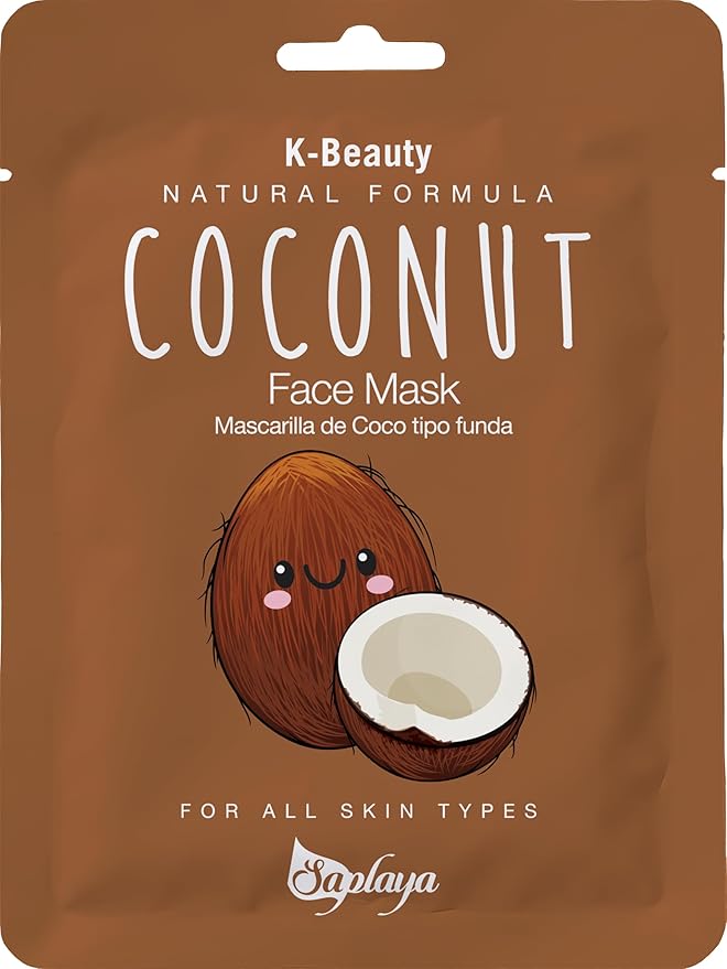 Saplaya Face Masks 12 Pack Scented Facemask Sheets Skin Care Mask Single Scent K-Beauty Natural Formula (Coconut 12 Pack)
