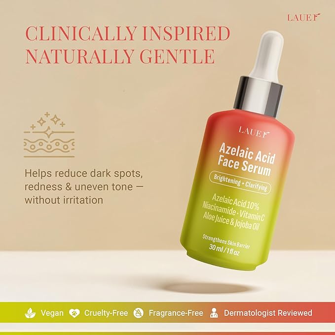 Azelaic Acid Face Serum 10% for Women – Brightening & Clarifying Facial Serum with Niacinamide, Vitamin C, Hyaluronic Acid & Jojoba Oil – Redness & Dark Spot Balancing, 1 fl oz