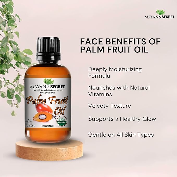 Pure Carrier and Essential Oils for Skin Care, Hair, Body Moisturizer for Face-Anti Aging Skin Care (Palm Fruit Oil Organic, 4oz)