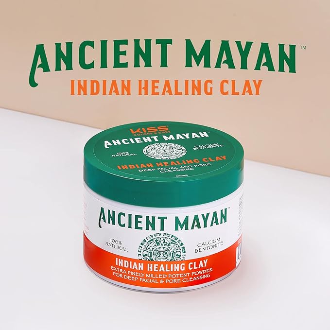 Red by Kiss Ancient Mayan Indian Healing Clay, 100% Natural, for Deep Facial and Pore Cleansing, Deep Hair Conditioning (8 Oz.)