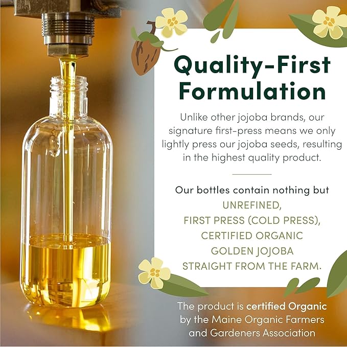 HobaCare Organic Unrefined Jojoba Oil for Nails, Cuticles, Dry Skin, Beard, Scalp Massage – Mini Travel Size 100% Pure Hexane Free Natural Carrier Oil for Skincare, Hair, Shaving Aftercare (4.22 oz)