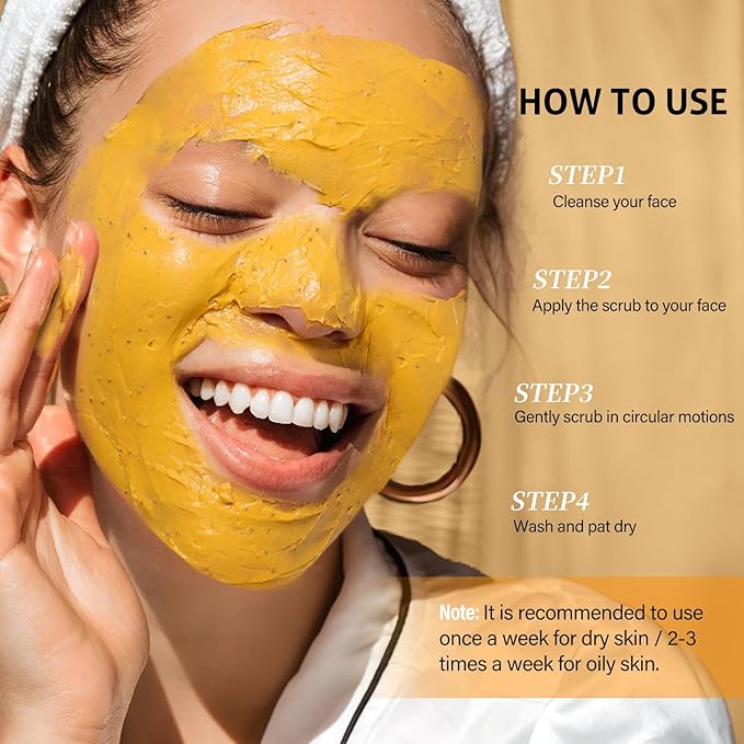 RIHAKO Easter Gifts for Women Turmeric Vitamin C Face Scrub-Turmeric Microdermabrasion Exfoliating Facial Scrub Vitamin C Face Exfoliator