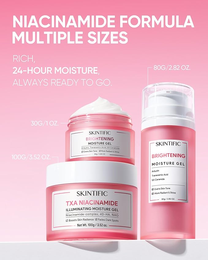 Niacinamide Brightening Cream,Fades Dark Spots, Evens Skin Tone, Tranexamic Acid, α-Arbutin, 5X Ceramides, Centella Asiatica, Suitable for Oil and Acne-prone skin, 2.82 OZ / 80g