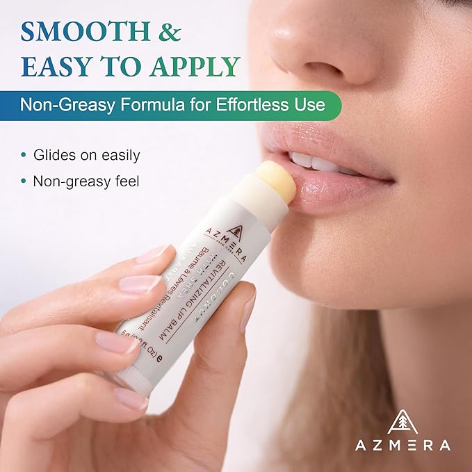 Azmera Coconut Lip Balm - Organic Shea Butter from Ghana Chapstick for Dry Chapped Lips - Natural Coconut Oil Lip Moisturizer - Made in USA - 6g