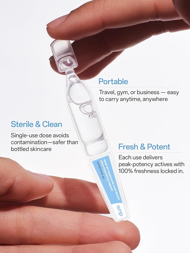 WNP Hyaluronic Acid Serum 3% for Face with 4D Multi-Layer Hydration | Ultra Hydrating Anti-Aging Serum | Moisturizer for Dry & Sensitive Skin | Pre-Makeup Skincare | Single-Use Vials 10PCS