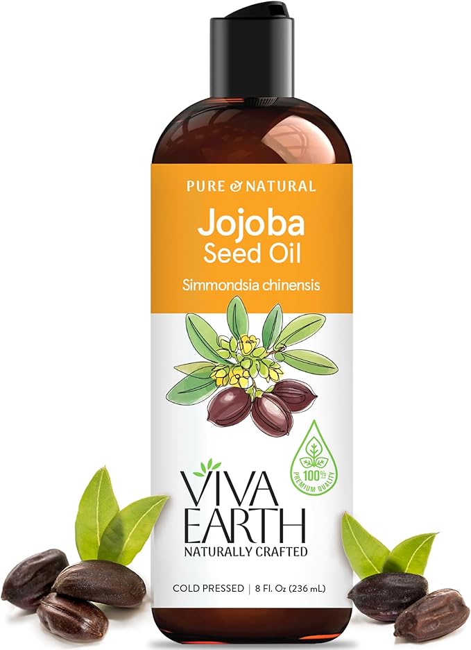 Jojoba Oil – 100% Pure and Natural Cold Pressed Jojoba Oil for Hair Growth, Skin, Beard, Body, Cuticles, and DIY Carrier Blends – Lightweight, Fast-Absorbing Cosmetic Oil, 8 oz