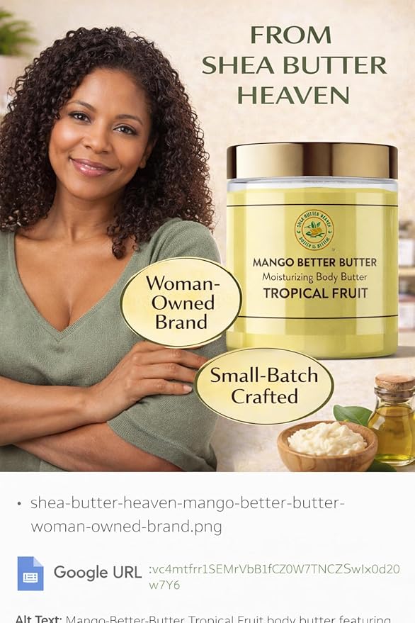 Mango Better Butter Moisturizing Body Butter – Tropical Fruit Scent | Handmade Whipped Body Butter for Dry Skin | Shea Butter Heaven