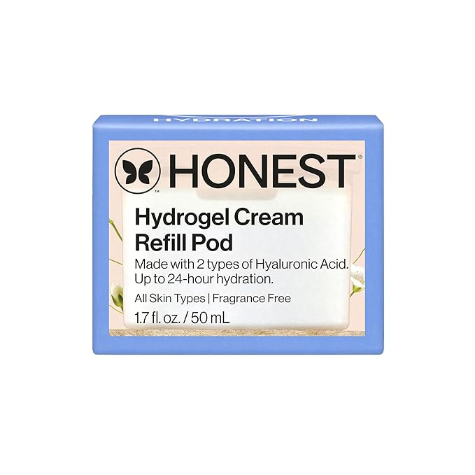 Honest Beauty Refill Pod for Full Size Hydrogel Cream, Lightweight and Moisturizing Water Cream, Gentle Sensitive Skin, Fragrance-Free, Vegan, 1.7 fl oz