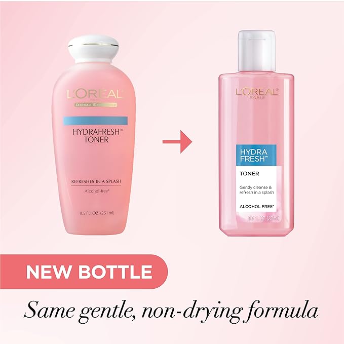 L'Oreal Paris Skincare HydraFresh Toner Face Toner with Pro-Vitamin B5 for a Smoother, Brighter Complexion, 2 Count
