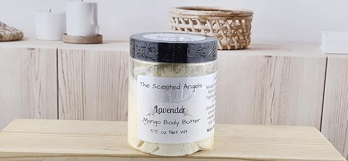 TSA Handmade Whipped Mango Lavender Body Butter Cream, Luxury Body Lotion for Dry Skin, Daily Moisturizing Shea Butter, Sunflower Oil, Mothers, Fathers, Women, Men, Teens, 5.5 oz Jar