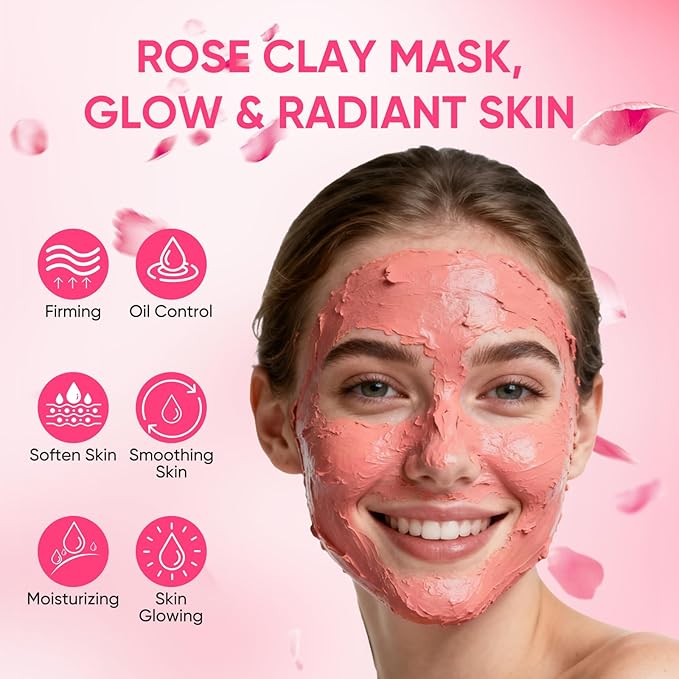Clay Mud Face Mask for Women,Rose Dead Sea Mud Facial Mask Skincare,Deeping Cleansing,Oil Control,Hydrating Face Cleaning Clay Masks for All Skin Types (4.2OZ)