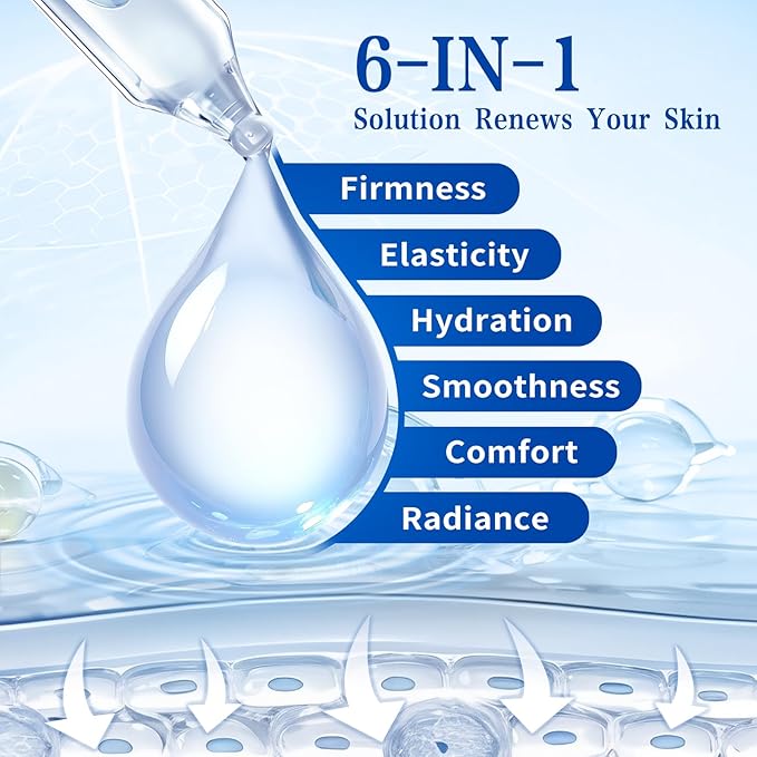 6X Collagen Peptides Serum, Anti-Aging Hydrating Serum for Plump & Firm - Looking Skin, Peptides Serum for Face - Fine Lines & Wrinkles & Radiance, with Multi Peptide and Deep Collagen(1.5 ml*30)