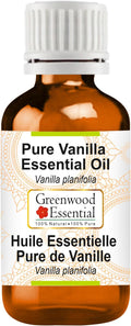 Greenwood Essential Vanilla Essential Oil (Vanilla planifolia) Pure | Non-Sticky | Non-Greasy | Lightweight | Men & Women | All Skin Types | Steam Distilled 100ml (3.38 oz)