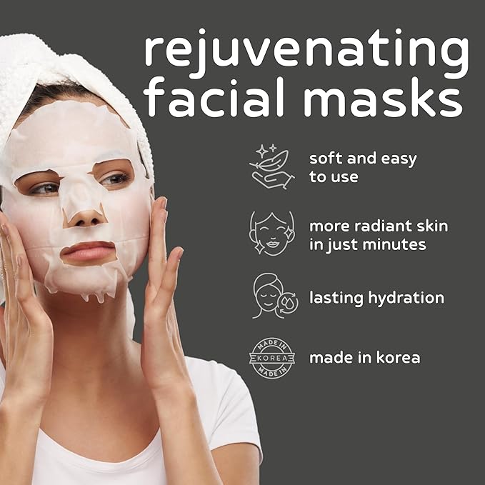 PB & JAY Purenature Facial Mask – Premium Quality Korean Sheet Mask for Pore Care – Korean Collagen Essence Detoxifying Facemask Sheet (Charcoal)