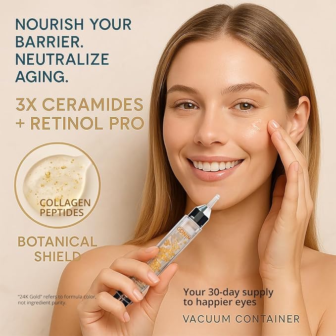 GONIM Eye Serum with Caffeine, Collagen Peptides, Niacinamide & Retinol Eye Cream for Fine Lines, Dark Circles and Puffiness, Hydrating Gel Base, Anti Aging, Reduce Wrinkles, Uneven Skin Tone,10ml x 2