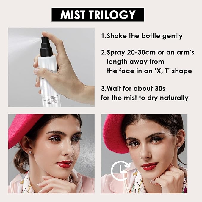 2PCS Makeup Setting Spray Set for Face, Weightless Long Lasting Waterproof Fixing Makeup Setting Face Spray, Smudge-proof, Hydrating & Refreshing Setting Spray Makeup for All Skin Type(C)