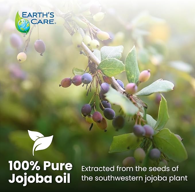 Earth’s Care Jojoba Oil - 100% Pure Jojoba Oil for Hair, Skin and Nails - Cold Pressed - Nourishing Natural Moisturizer - 8 FL OZ