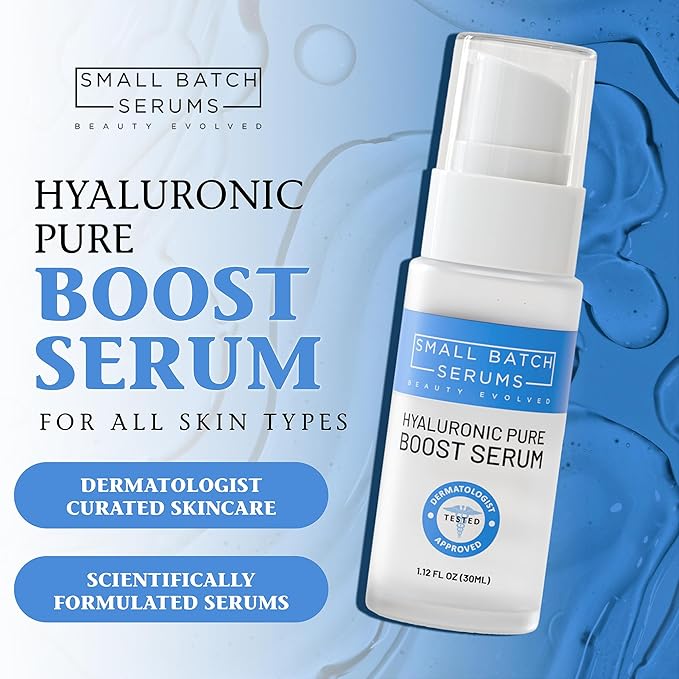 Pure Hyaluronic Acid Face Serum for Women - For Dull, Dry Facial Skin w/Ultra Moisturizer HA Acido Hialuronico - Anti Aging Daily Plumping Hydrating Skincare Serum - Alcohol Fee - Made in USA