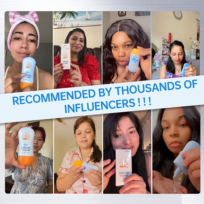 VGO Sunscreen for Face SPF 50+, Mineral Sunscreen with Zinc Oxide, Broad Spectrum Protection, No White Cast, Oil-Free & Non-Comedogenic, Suitable for All Skin Types & Tones, Travel Size (2 pack)