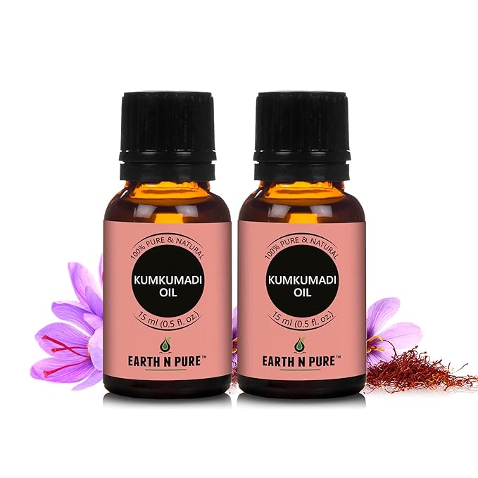 Earth N Pure Kumkumadi Tailam Face Oil Enriched with Saffron and 24 Powerful Herbs, Natural & Therapeutic Grade Pack of 2 | 15 ml