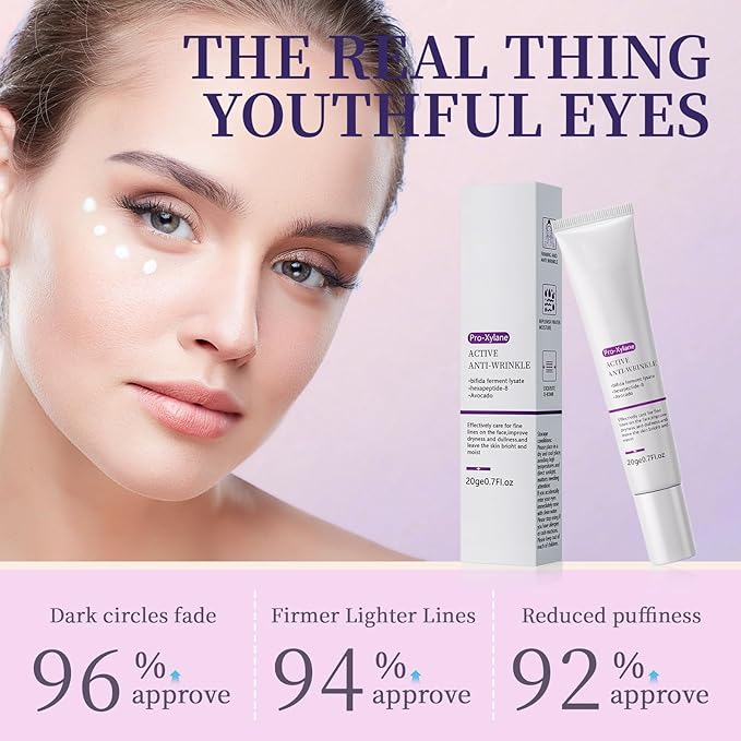 Retinol Eye Cream,Eye Serum for Dark Circles,5% Pro-Xylane Active Anti-Wrinkle Eye Cream,Dark Circles, and Fade Wrinkles, Fine Lines, Puffy eye Skin Care Treatment for Women and Men,0.7Oz