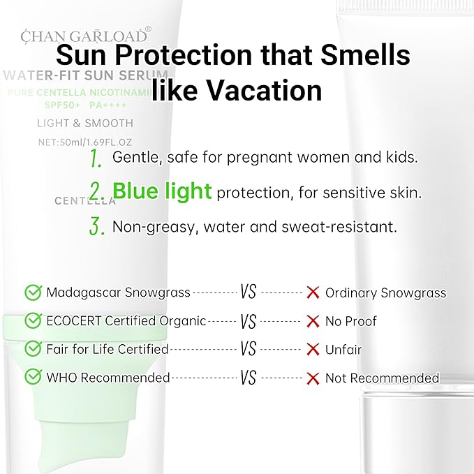 Korean Sunscreen for Face & Body – SPF 50+ Madagascar Centella Mineral Sunblock, Tinted Moisturizer with Hyaluronic Acid & Niacinamide, Lightweight, Hydrating & No White Cast, 50ml