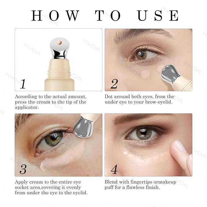 KYDA Pink Mineral Under Eye Concealer Color Corrector for Dark Circles and Fine Lines, Lightweight Blendable Formula with Metal Applicator, SPF 35, Moisturizing Liquid Concealer for Undereyes