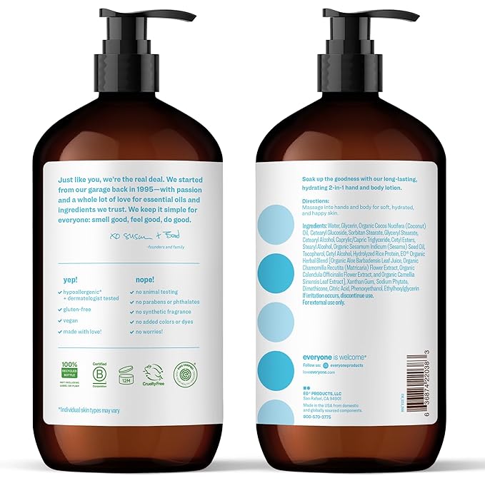 Everyone 2-in-1 Lotion for Hands/Body, 32 ounce (Pack of 1) Unscented made for Men and Women