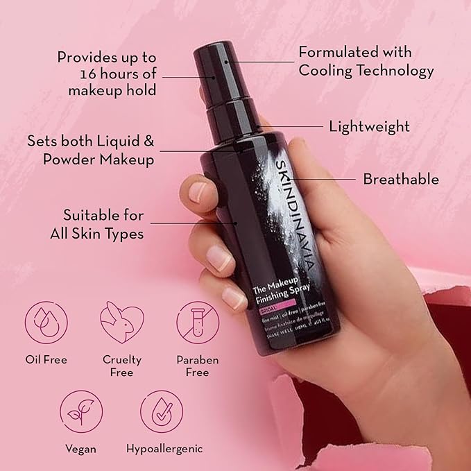 Skindinavia The Makeup Finishing Spray, Bridal Makeup Cooling Setting Spray, All-Day Wear, Long-Lasting Up to 16+ Hours, Heat-Resistant & Waterproof, Wedding Day, Bridal Shower Gift, 8.0 Oz