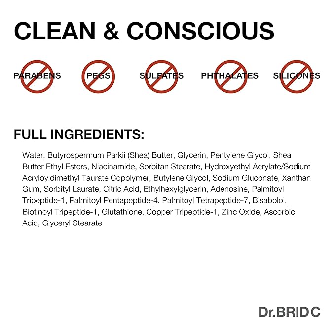 Dr.BRID C Moisture Firming Face Serum - Anti-Aging Peptide Serum with Shea Butter & Glutathione, Helps Smooth Fine Lines & Refine Texture for Dry Mature Skin, Fragrance-Free, 1.01 fl.oz.