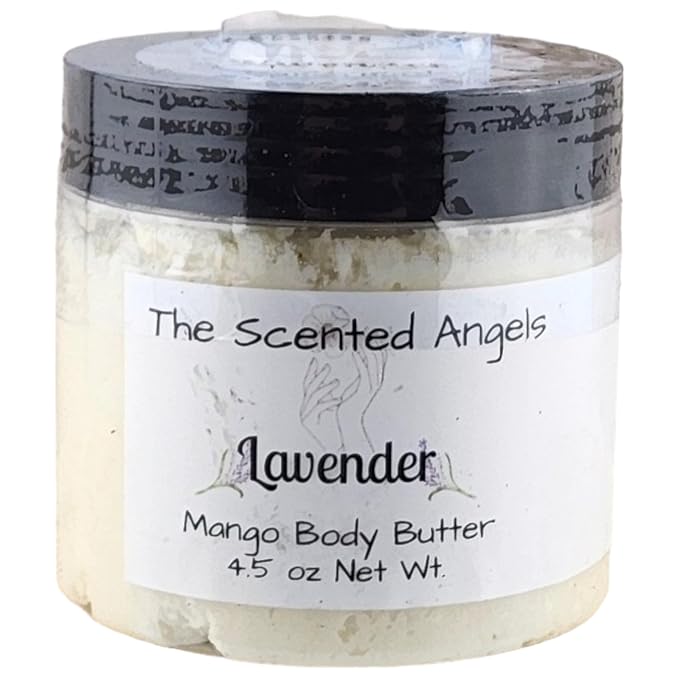 TSA Handmade Whipped Mango Lavender Body Butter Cream, Luxury Body Lotion for Dry Skin, Daily Moisturizing Shea Butter, Sunflower Oil, Mothers, Fathers, Women, Men, Teens, 4.5 oz Jar