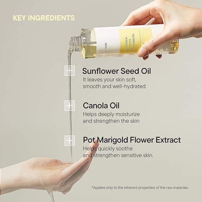 IUNIK Calendula Complete Cleansing Oil – Calendula & Jojoba Oil Vegan Oil Cleanser for Blackhead Care, Makeup & Sunscreen Removal, Korean Skincare, 200ml / 6.7 fl oz