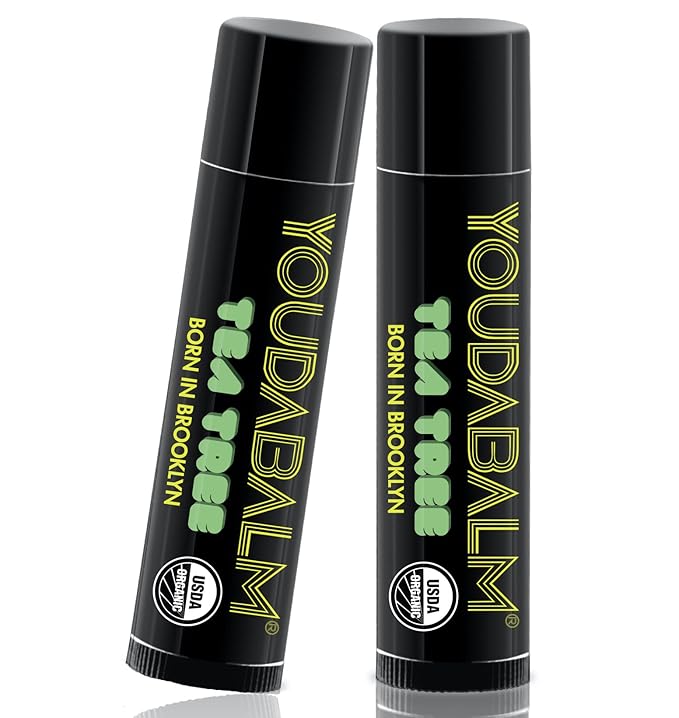 Organic Lip Balm, Tea Tree Flavor - 100% Natural Lip Moisturizer, USDA Certified - Lip Balm for Dry, Cracked Lips (2 Pack)