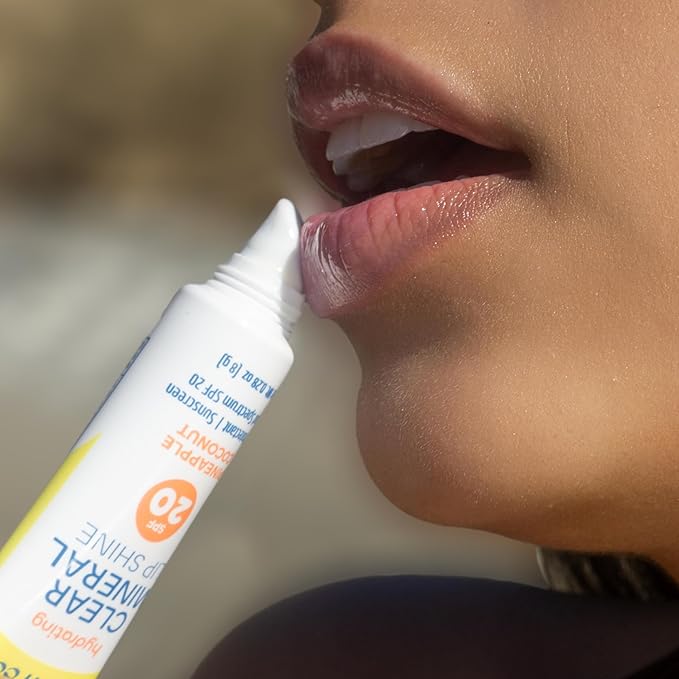 Seaweed Bath Co. Hydrating Clear Mineral Lip Shine - SPF 20 Sunscreen Zinc Oxide Lip Balm - Nourishing Care to Hydrate & Protect Dry, Chapped Lips - Natural Pineapple Coconut Flavor- 0.28 oz